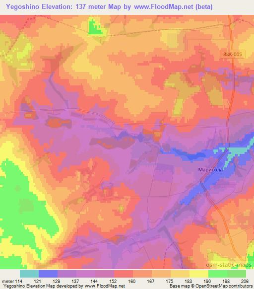 Yegoshino,Russia Elevation Map