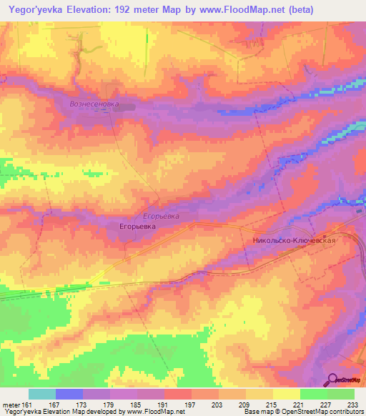 Yegor'yevka,Russia Elevation Map