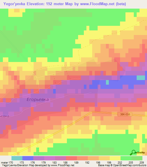 Yegor'yevka,Russia Elevation Map