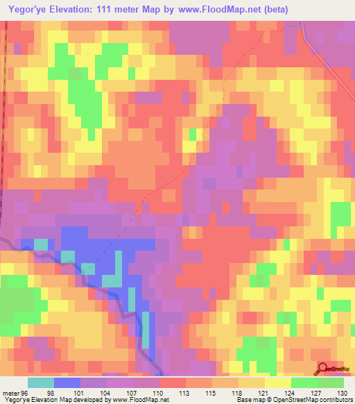 Yegor'ye,Russia Elevation Map