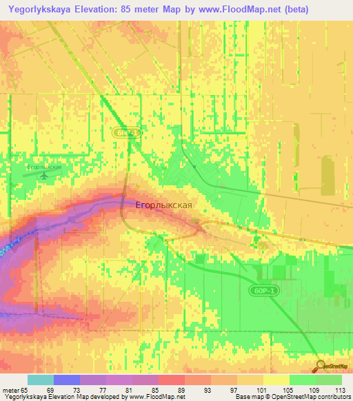 Yegorlykskaya,Russia Elevation Map