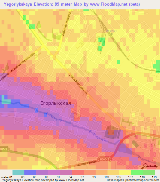 Yegorlykskaya,Russia Elevation Map