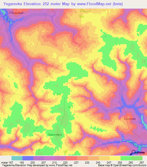 Yegarevka,Russia Elevation Map