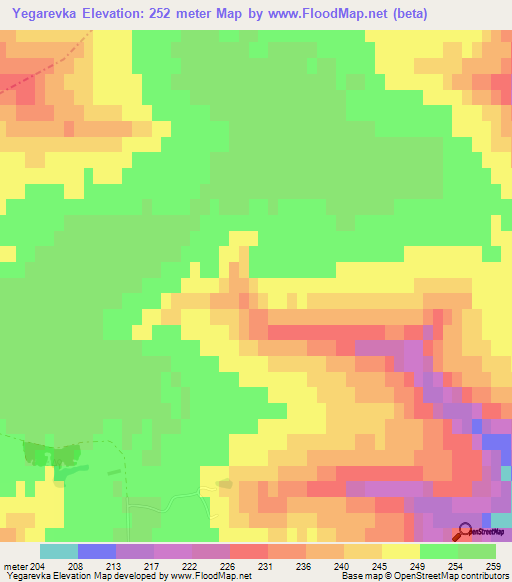 Yegarevka,Russia Elevation Map