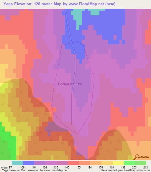 Yega,Russia Elevation Map