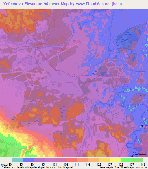 Yefremovo,Russia Elevation Map