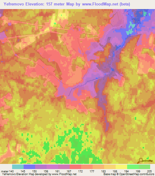 Yefremovo,Russia Elevation Map