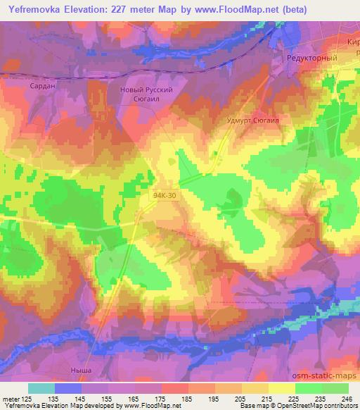 Yefremovka,Russia Elevation Map