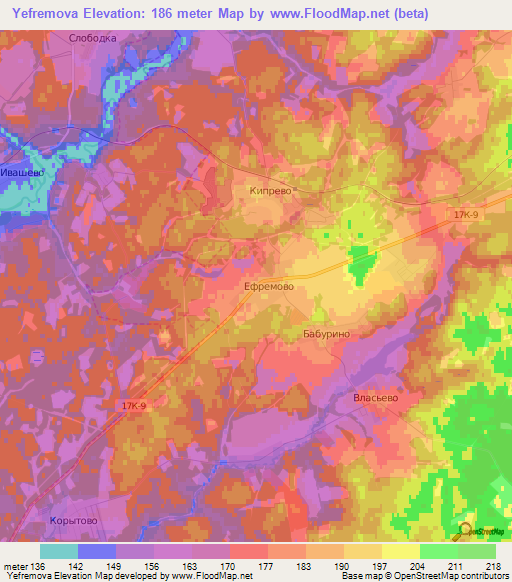 Yefremova,Russia Elevation Map