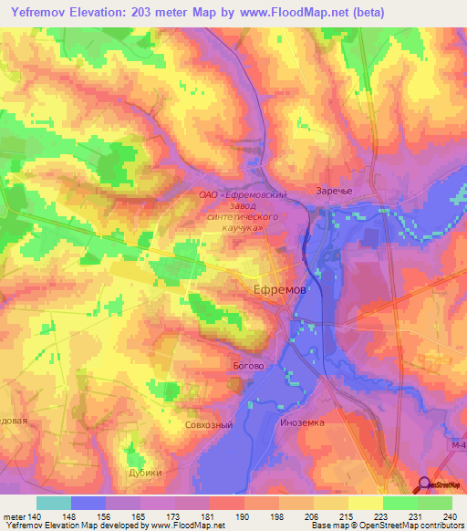 Yefremov,Russia Elevation Map