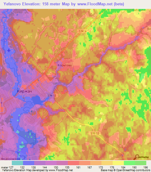 Yefanovo,Russia Elevation Map