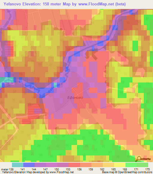 Yefanovo,Russia Elevation Map