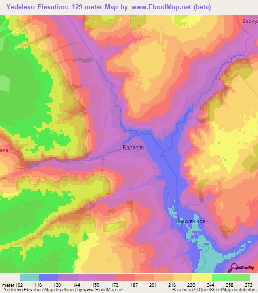 Yedelevo,Russia Elevation Map