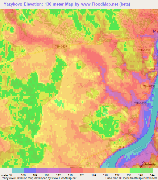 Yazykovo,Russia Elevation Map