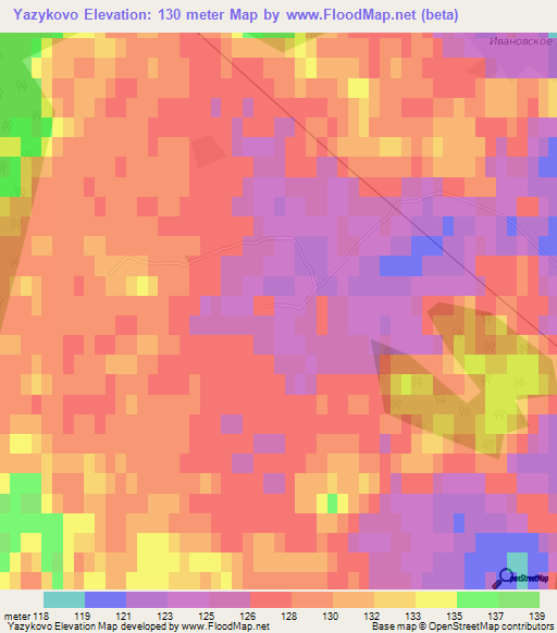 Yazykovo,Russia Elevation Map