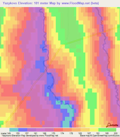 Yazykovo,Russia Elevation Map