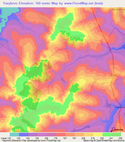 Yazykovo,Russia Elevation Map