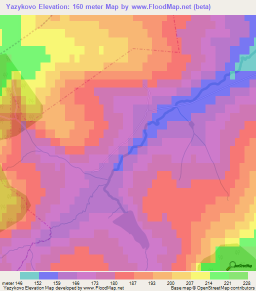 Yazykovo,Russia Elevation Map