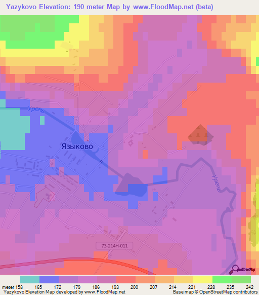 Yazykovo,Russia Elevation Map