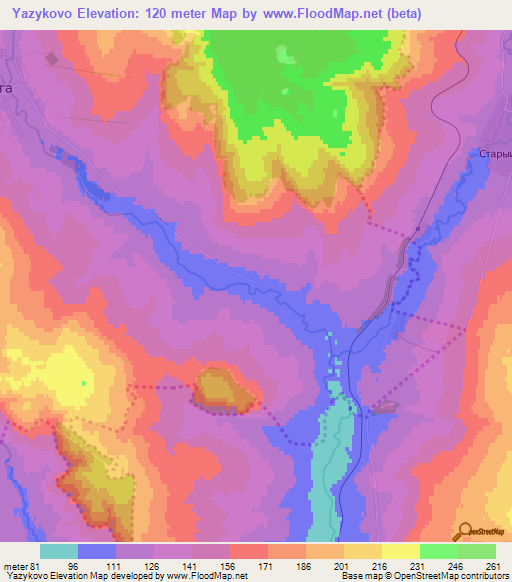 Yazykovo,Russia Elevation Map