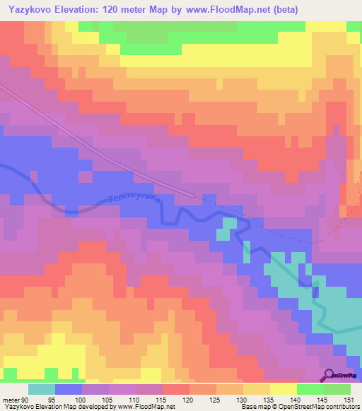 Yazykovo,Russia Elevation Map