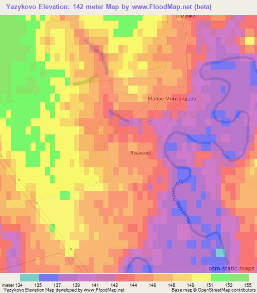 Yazykovo,Russia Elevation Map
