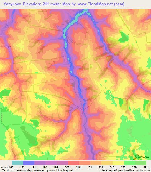 Yazykovo,Russia Elevation Map