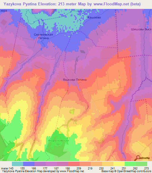 Yazykova Pyatina,Russia Elevation Map