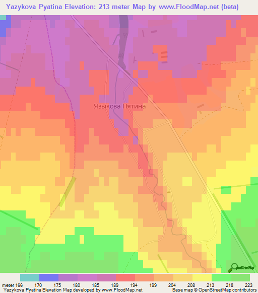 Yazykova Pyatina,Russia Elevation Map