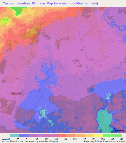 Yazovo,Russia Elevation Map