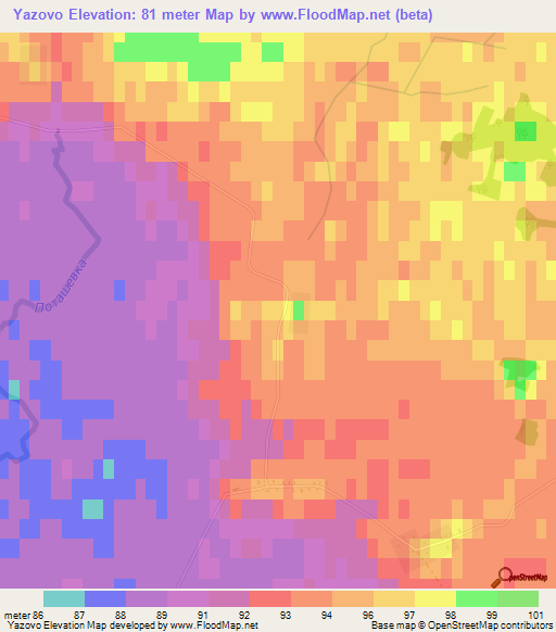 Yazovo,Russia Elevation Map