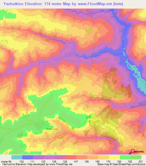 Yazhutkino,Russia Elevation Map