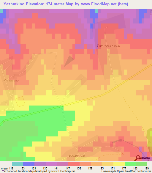 Yazhutkino,Russia Elevation Map