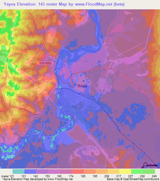 Yayva,Russia Elevation Map