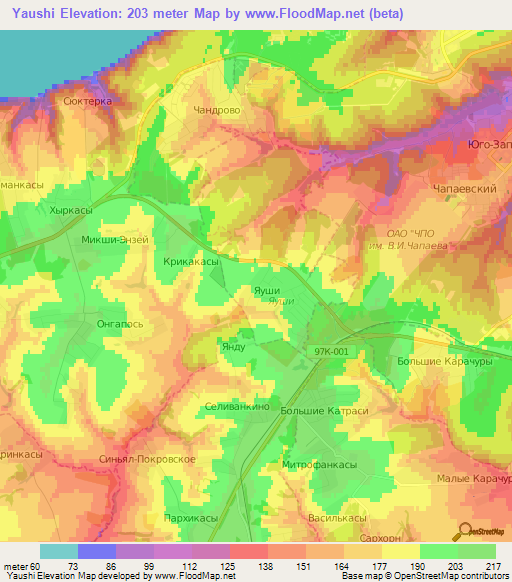 Yaushi,Russia Elevation Map