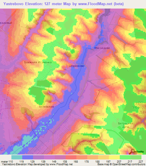 Yastrebovo,Russia Elevation Map