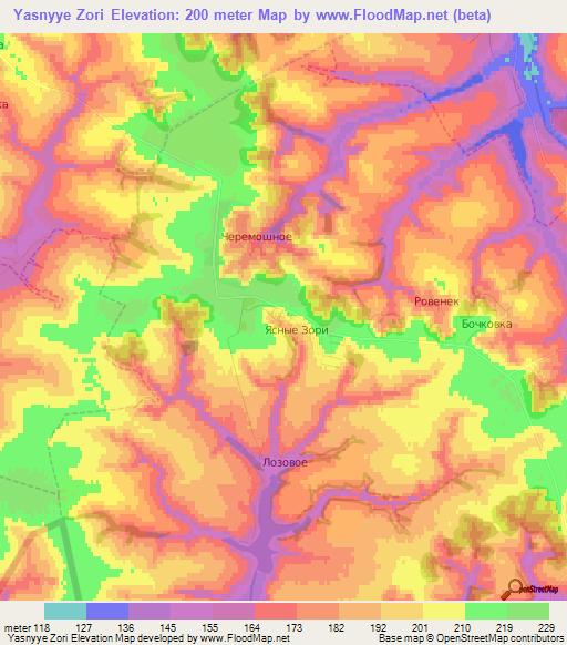 Yasnyye Zori,Russia Elevation Map