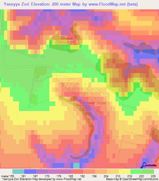 Yasnyye Zori,Russia Elevation Map