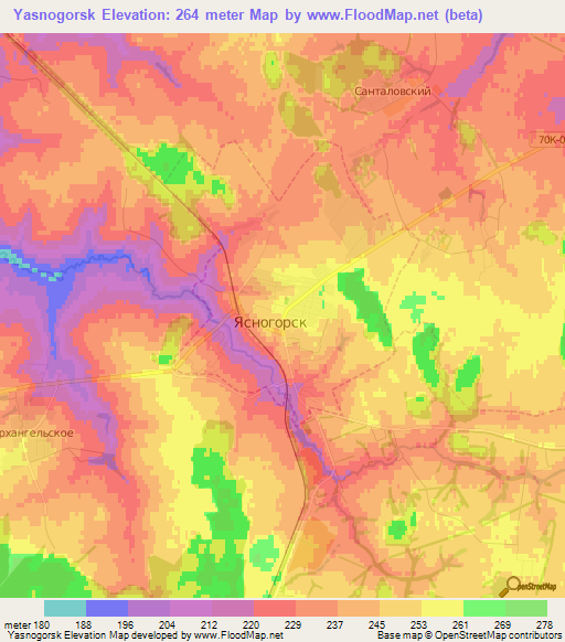 Yasnogorsk,Russia Elevation Map