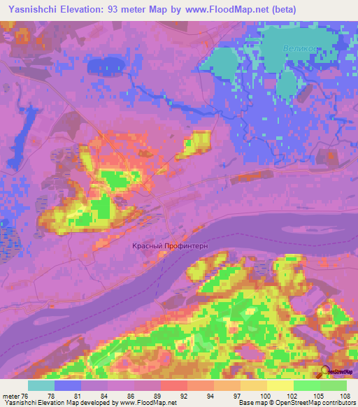 Yasnishchi,Russia Elevation Map