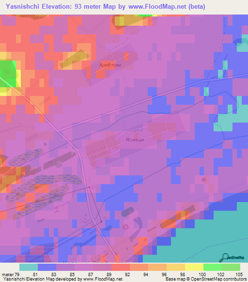 Yasnishchi,Russia Elevation Map