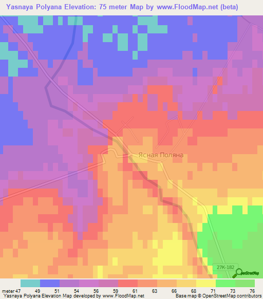 Yasnaya Polyana,Russia Elevation Map