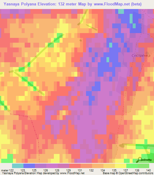 Yasnaya Polyana,Russia Elevation Map