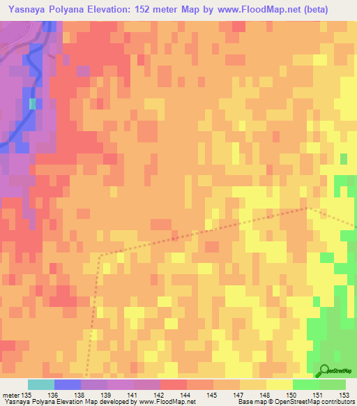 Yasnaya Polyana,Russia Elevation Map