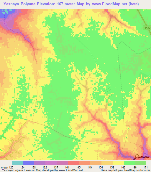 Yasnaya Polyana,Russia Elevation Map