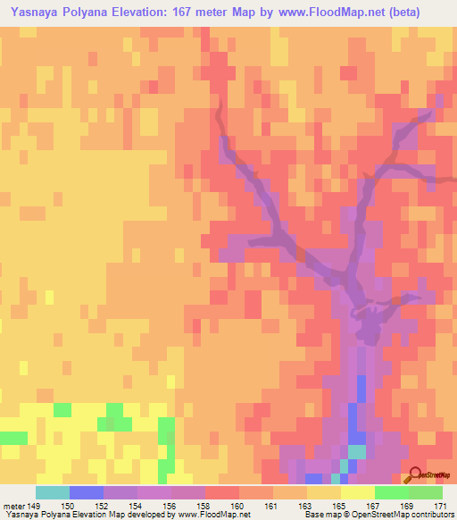 Yasnaya Polyana,Russia Elevation Map