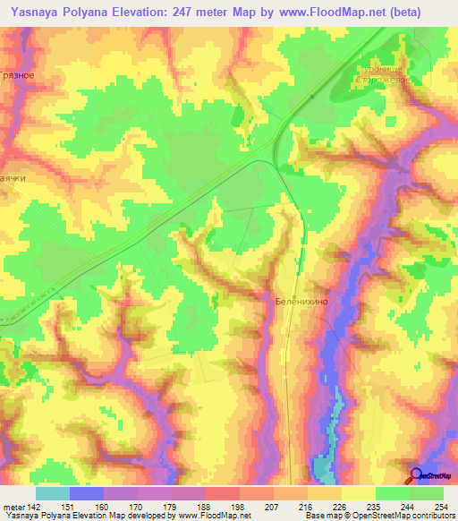 Yasnaya Polyana,Russia Elevation Map