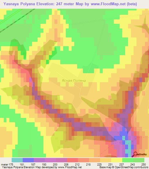 Yasnaya Polyana,Russia Elevation Map