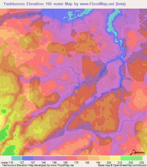 Yashkurovo,Russia Elevation Map