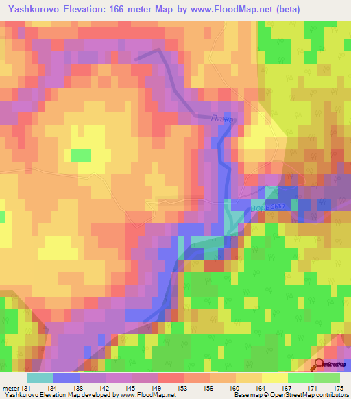 Yashkurovo,Russia Elevation Map